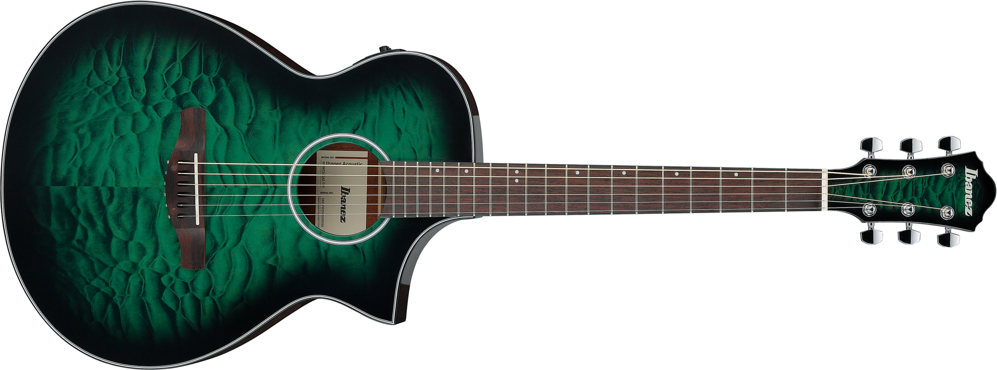 Ibanez Aewc16qa Teh Grand Concert Cw Tilleul Sapele Rw - Transparent Emerald Burst - Folk-Gitarre - Main picture