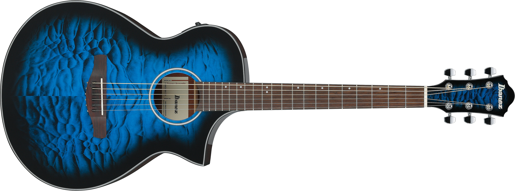 Ibanez Aewc16qa Tlh Grand Concert Cw Tilleul Sapele Rw - Transparent Blue Sunburst - Folk-Gitarre - Main picture