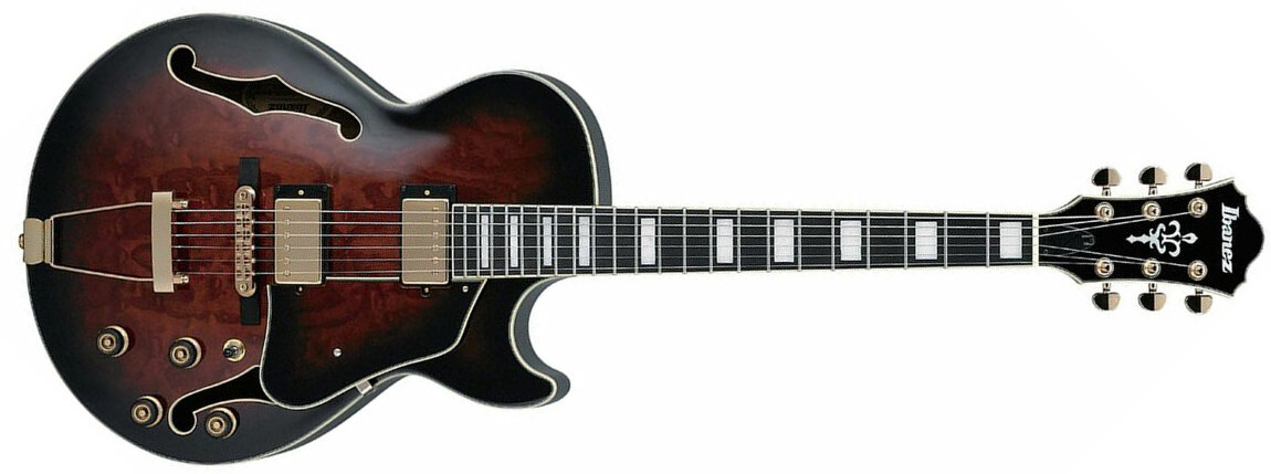 Ibanez Ag95qa Dbs Artcore Expressionist Hh Ht Eb - Dark Brown Sunburst - Hollowbody E-Gitarre - Main picture