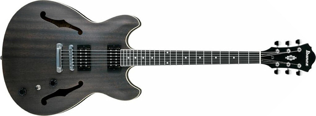 Ibanez As53 Tkf Artcore Hh Ht Noy - Trans Black Flat - Semi-Hollow E-Gitarre - Main picture