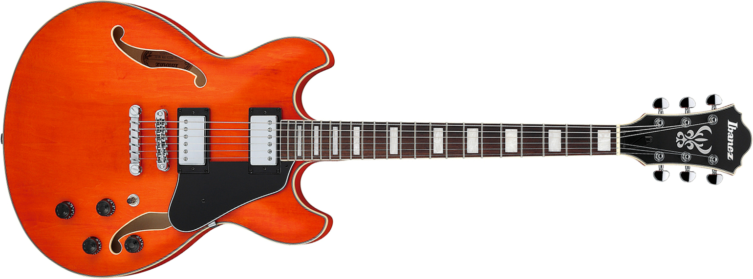 Ibanez As73 Ttf Artcore 2h Ht Rw - Transparent Tangerine Flat - Semi-Hollow E-Gitarre - Main picture