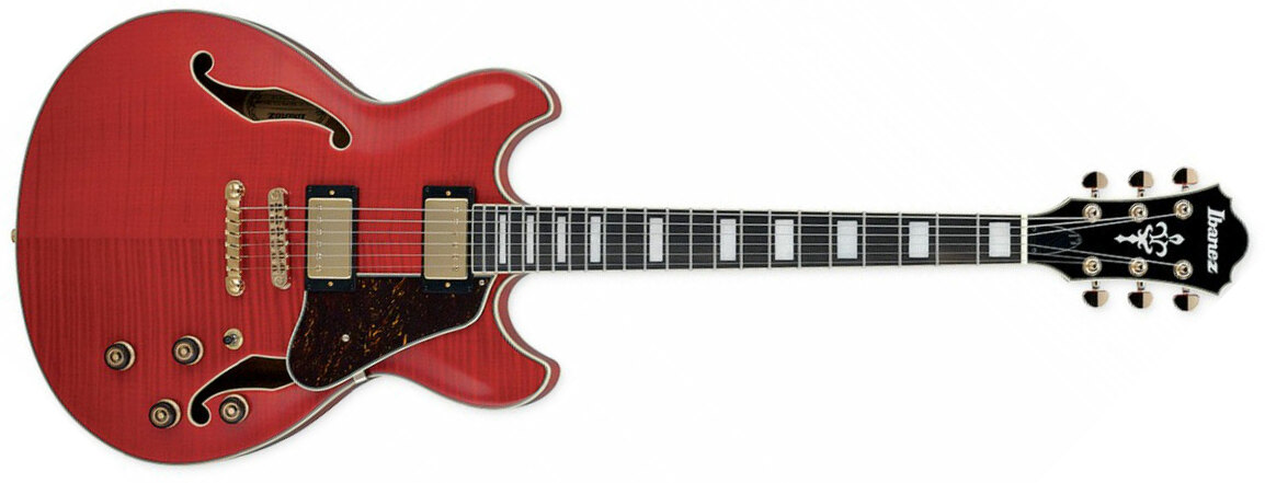 Ibanez As93fm Tcd Artcore Expressionist Hh Ht Eb - Trans Cherry Red - Semi-Hollow E-Gitarre - Main picture
