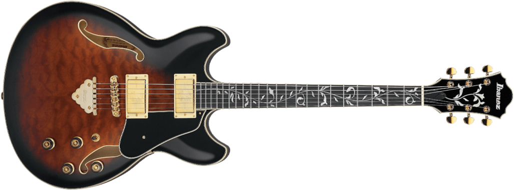 Ibanez As93qmsp Dbs Artcore Expressionist 2h Ht Eb - Dark Brown Sunburst - Semi-Hollow E-Gitarre - Main picture