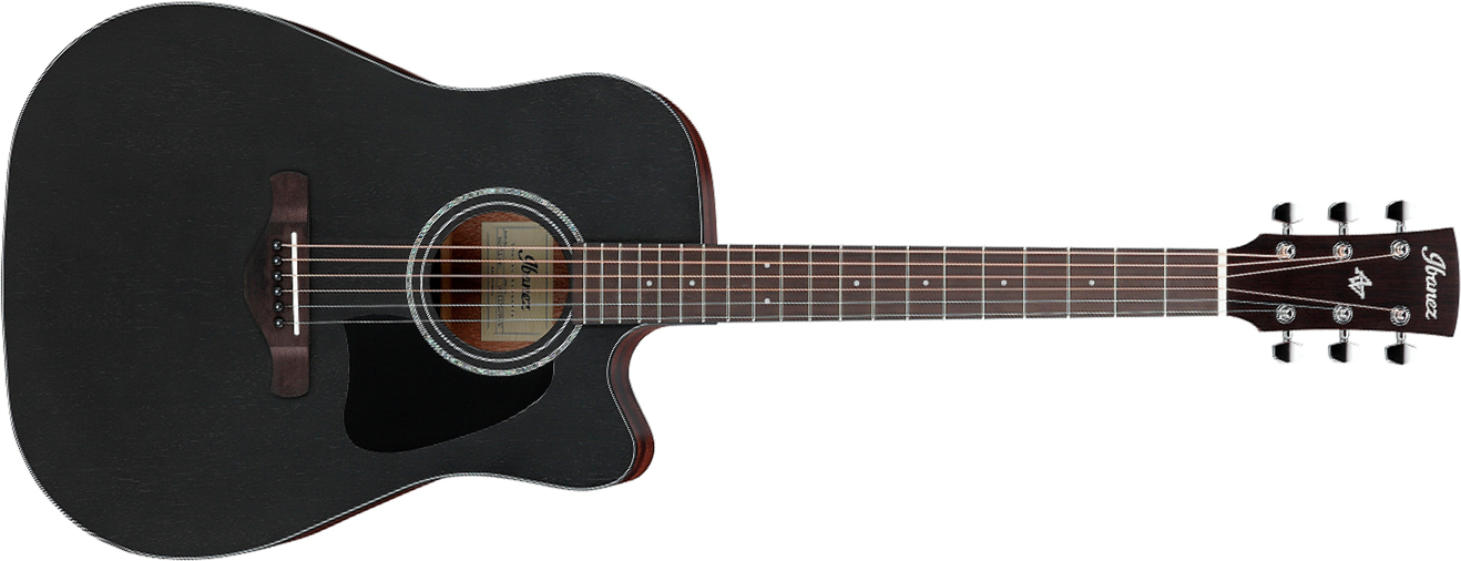 Ibanez Aw247ce Wk Artwood Dreadnought Cw Tout Okoume Ova - Weathered Black Open Pore - Folk-Gitarre - Main picture