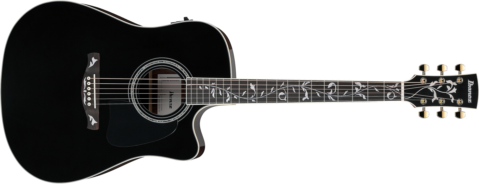 Ibanez Aw391rce Bkh Artwood Dreadnought Cw Epicea Palissandre Rw - Black Top - Folk-Gitarre - Main picture