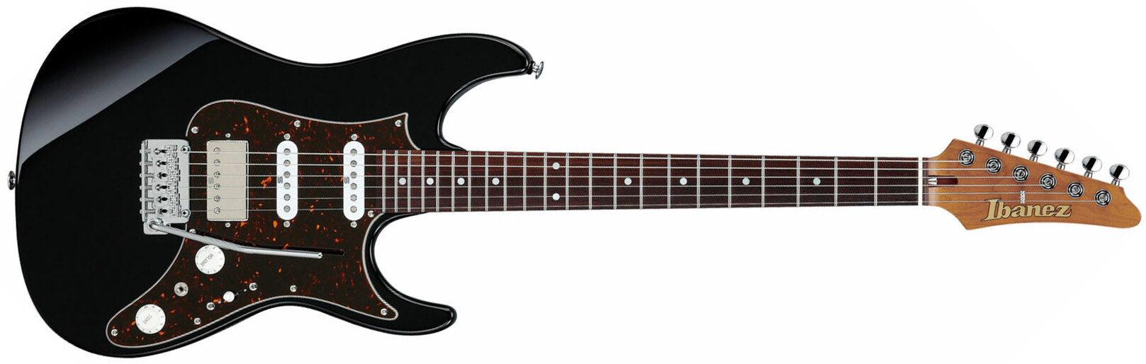 Ibanez Az2204b Bk Prestige Jap Hss Seymour Duncan Trem Mn - Black - E-Gitarre in Str-Form - Main picture