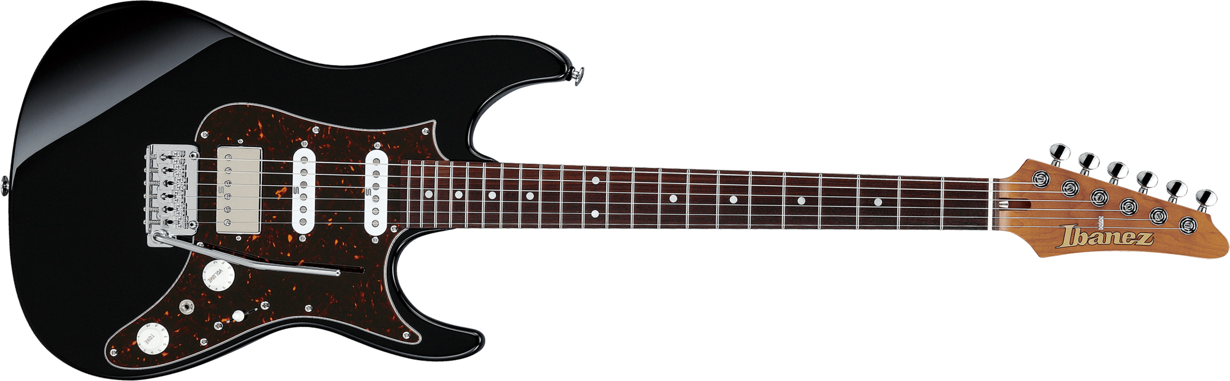 Ibanez Az2204n Bk Prestige Jap Hss Seymour Duncan Trem Rw - Black - E-Gitarre in Str-Form - Main picture