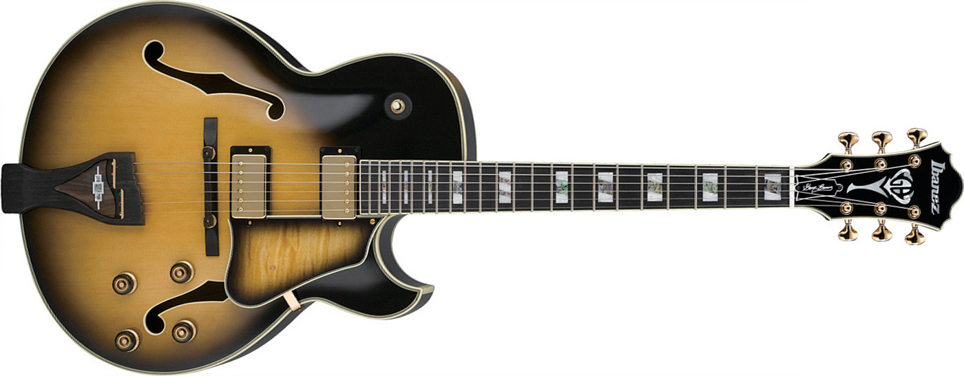 Ibanez George Benson Lgb300 Vys Prestige Japon Hh Ht Eb - Vintage Yellow Sunburst - Semi-Hollow E-Gitarre - Main picture