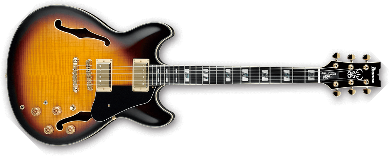 Ibanez John Scofield Jsm10 Vys Signature Hh Ht Eb - Vintage Yellow Sunburst - Semi-Hollow E-Gitarre - Main picture