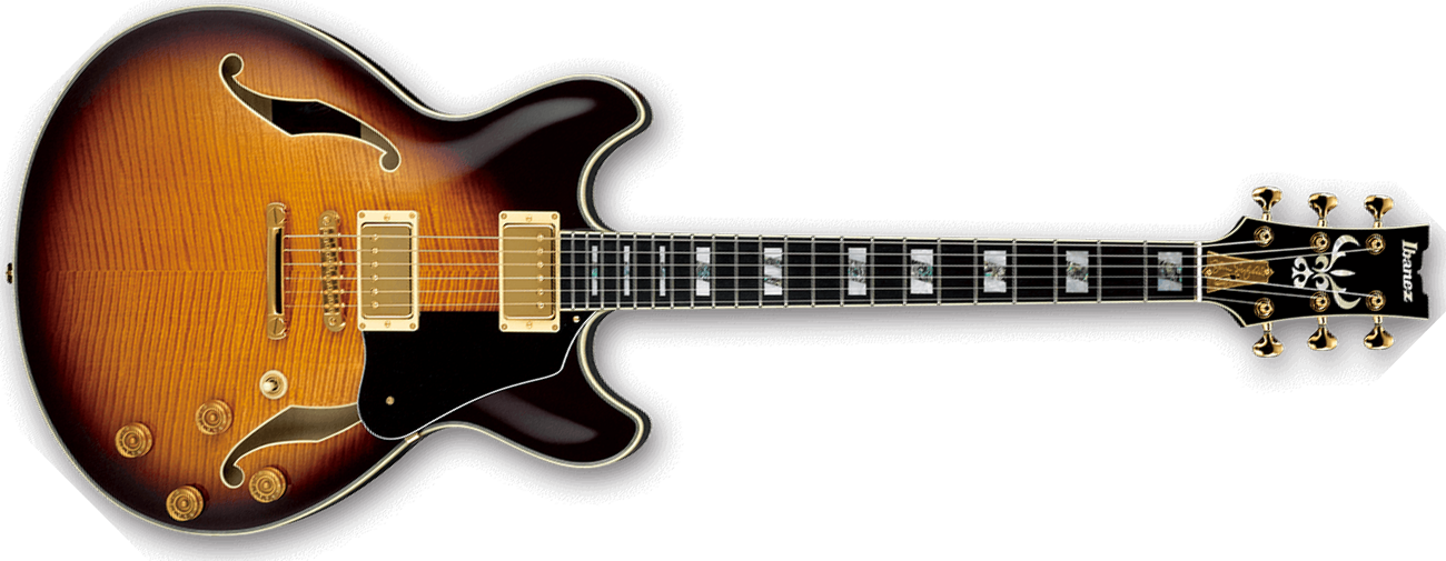 Ibanez John Scofield Jsm100 Vt Prestige Japon Signature Hh Ht Eb - Vintage Sunburst Vt - Semi-Hollow E-Gitarre - Main picture