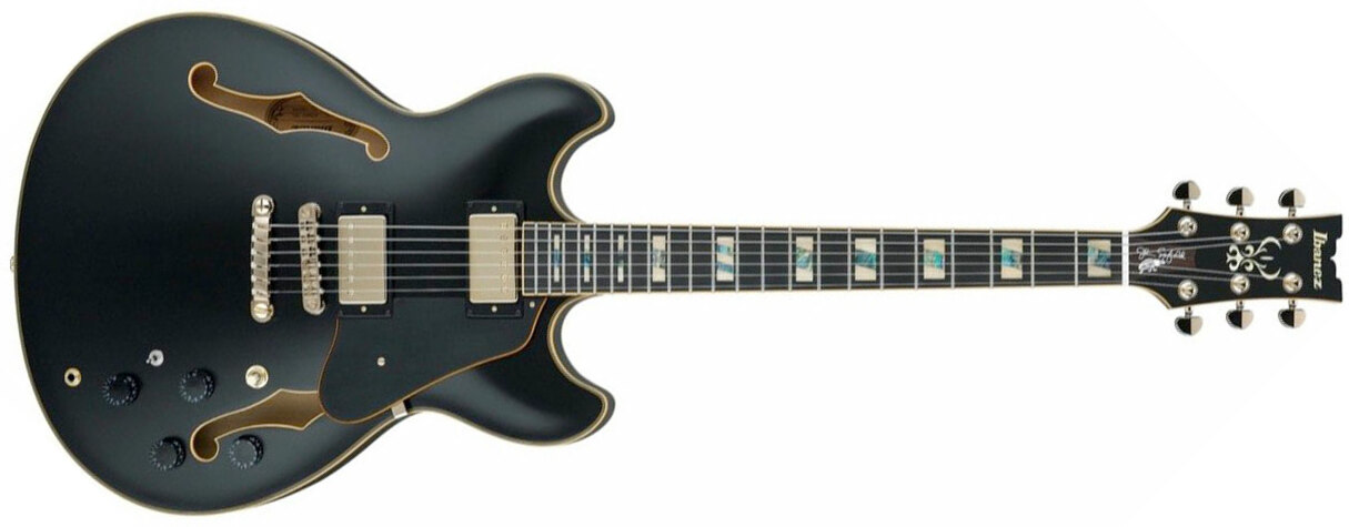 Ibanez John Scofield Jsm20 Bkl Signature Hh Ht Eb - Black Low Gloss - Semi-Hollow E-Gitarre - Main picture