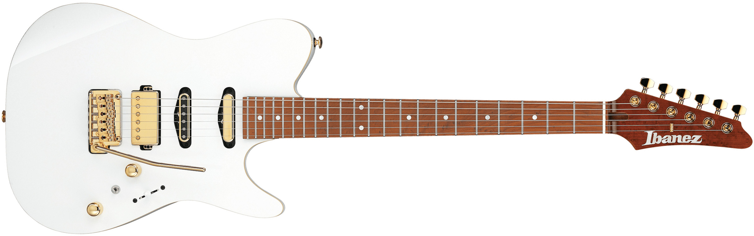 Ibanez Lari Basilio Lb1 Wh Jap Signature Hss Trem Mn - White - E-Gitarre in Teleform - Main picture