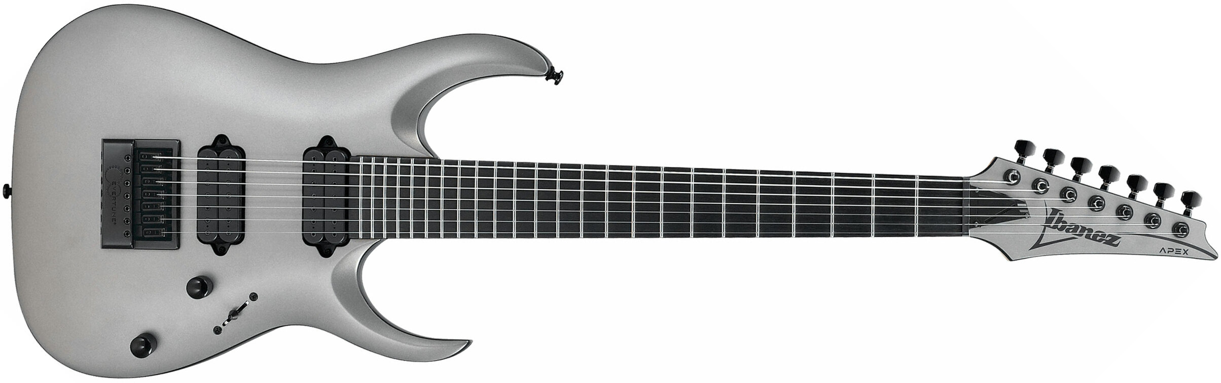 Ibanez Munky Apex30 Signature 7c Hh Dimarzio Ht Eb - Metallic Gray Matte - 7-saitige E-Gitarre - Main picture
