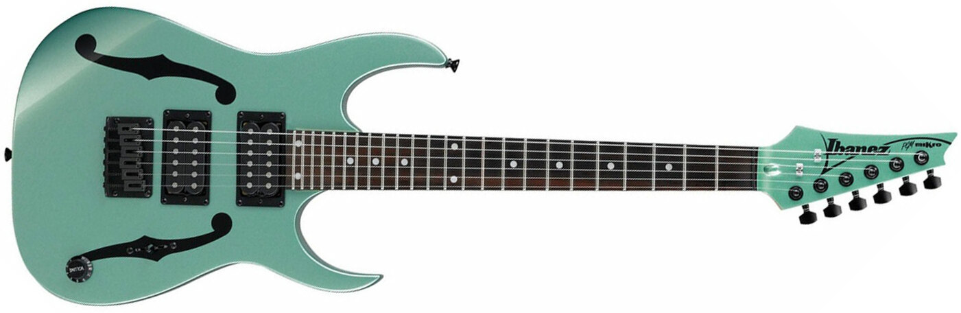 Ibanez Paul Gilbert Pgmm21 Mgn Signature Hh Ht Nzp - Metallic Light Green - Elektrische Reisegitarre - Main picture