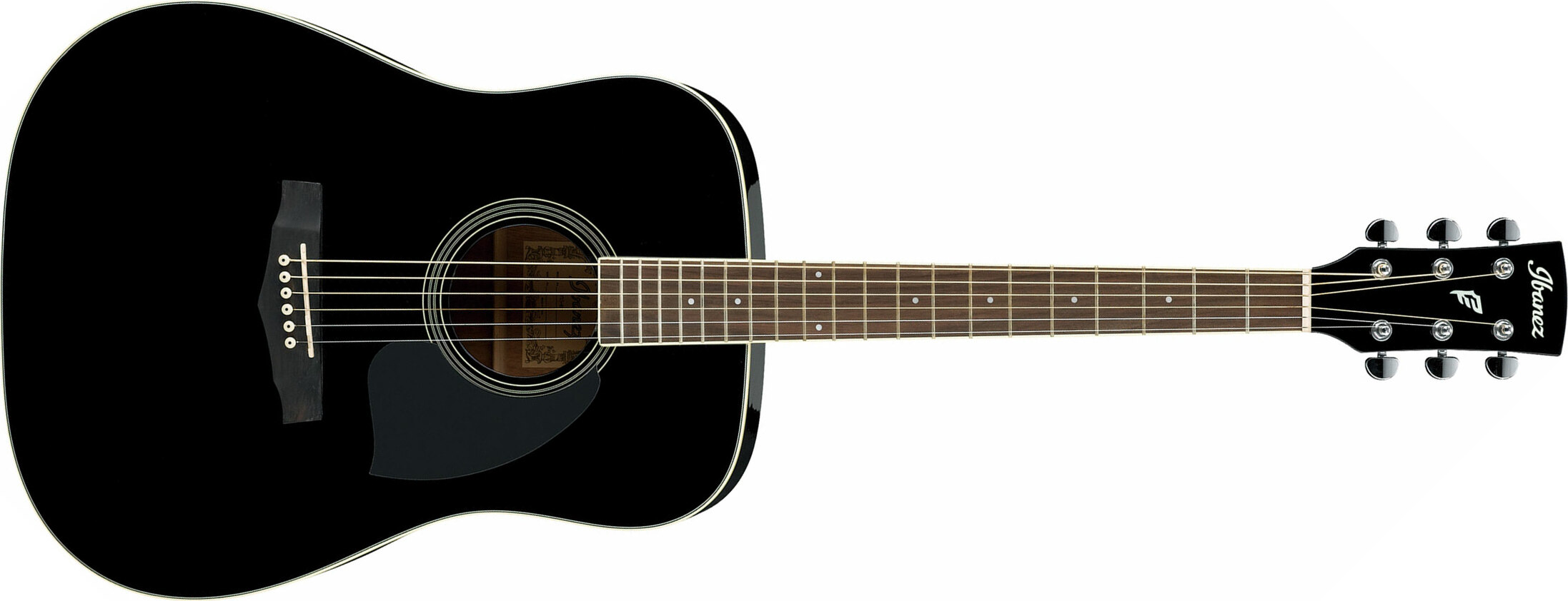 Ibanez Pf15 Bk Dreadnought Epicea Acajou Lau - Black - Westerngitarre & electro - Main picture