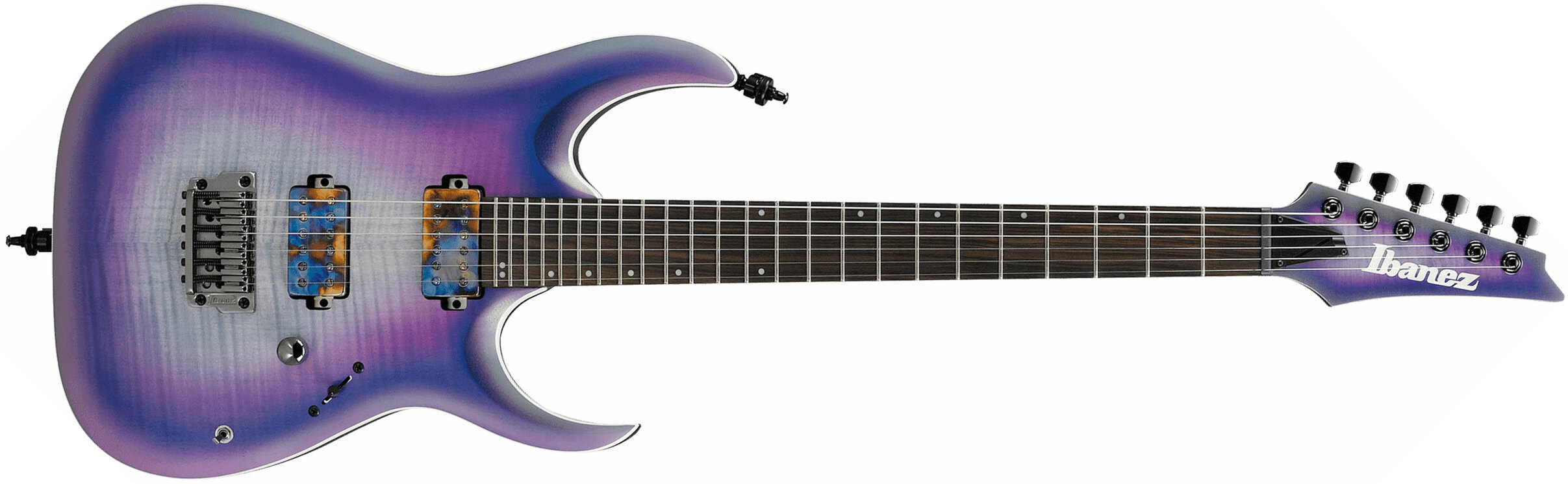 Ibanez Rga61al Iaf Axion Label Hh Bare Knuckle Ht Eb - Indigo Aurora Burst Flat - E-Gitarre aus Metall - Main picture