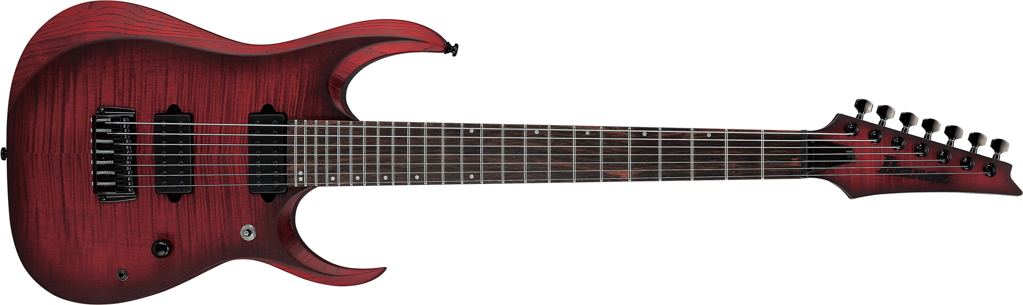 Ibanez Rgd721fa Wuf Iron Label 7c Baryton 2h Dimarzio Ht Eb - Stained Wine Red Burst Flat - Bariton E-Gitarre - Main picture