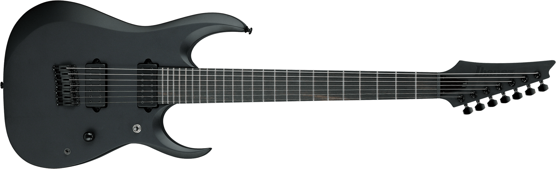 Ibanez Rgdrb71 Bkf Iron Label 7c Baryton 2h Dimarzio Ht Eb - Black Flat - Bariton E-Gitarre - Main picture