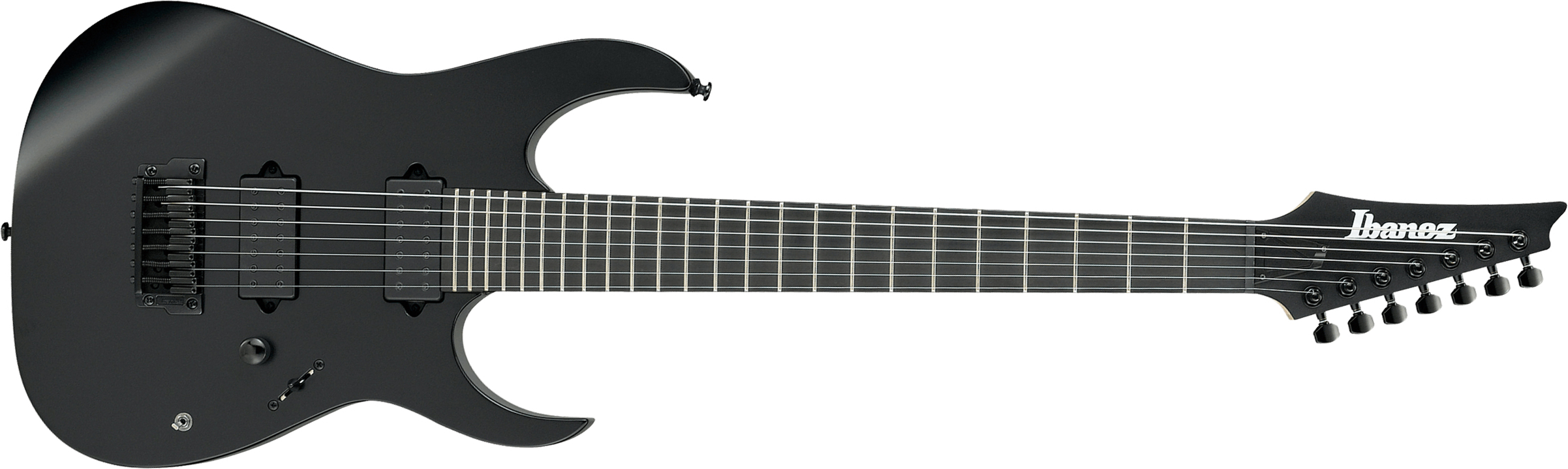 Ibanez Rgixl7 Bkf Iron Label Hh Dimarzio Ht Eb - Black Flat - 7-saitige E-Gitarre - Main picture