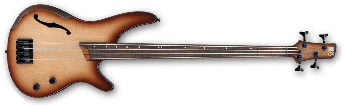 Ibanez Srh500f Nnf Fretless Workshop Epicea Acajou Rw - Natural Browned Burst Flat - Halbakustiche Bass - Main picture