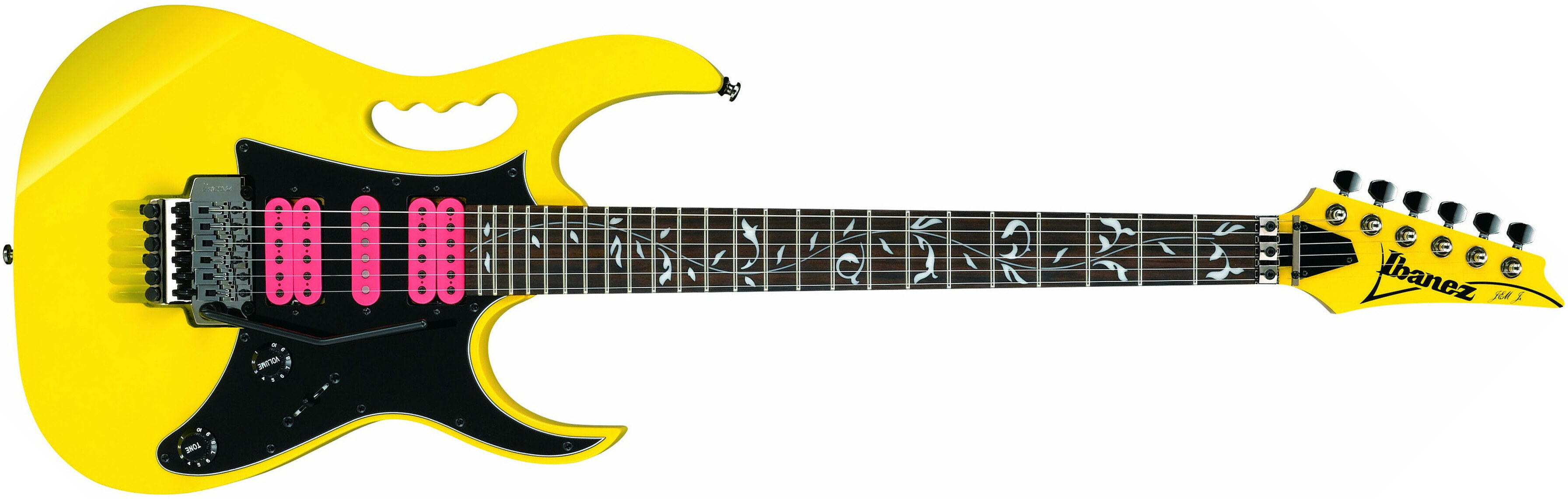 Ibanez Steve Vai Jemjr Ye Signature Hsh Fr Rw - Yellow - E-Gitarre in Str-Form - Main picture