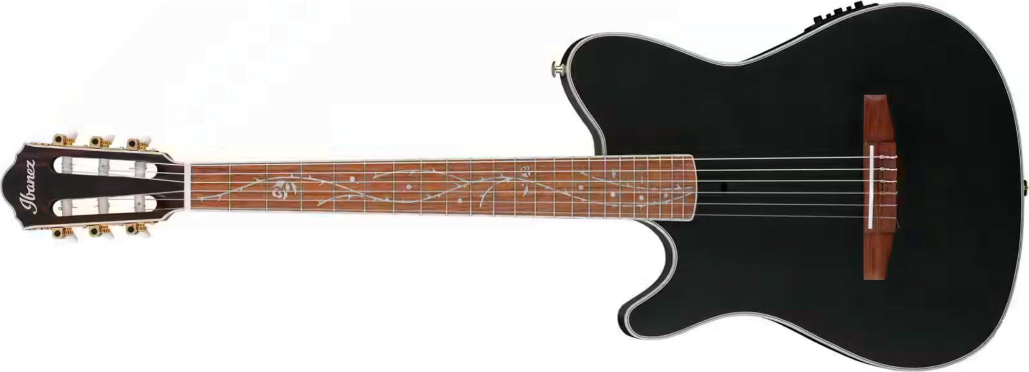 Ibanez Tim Henson Tod10n Tkf Ind Signature Lh Gaucher Epicea Sapele Rw - Transparent Black Flat - Konzertgitarren 4/4 - Main picture