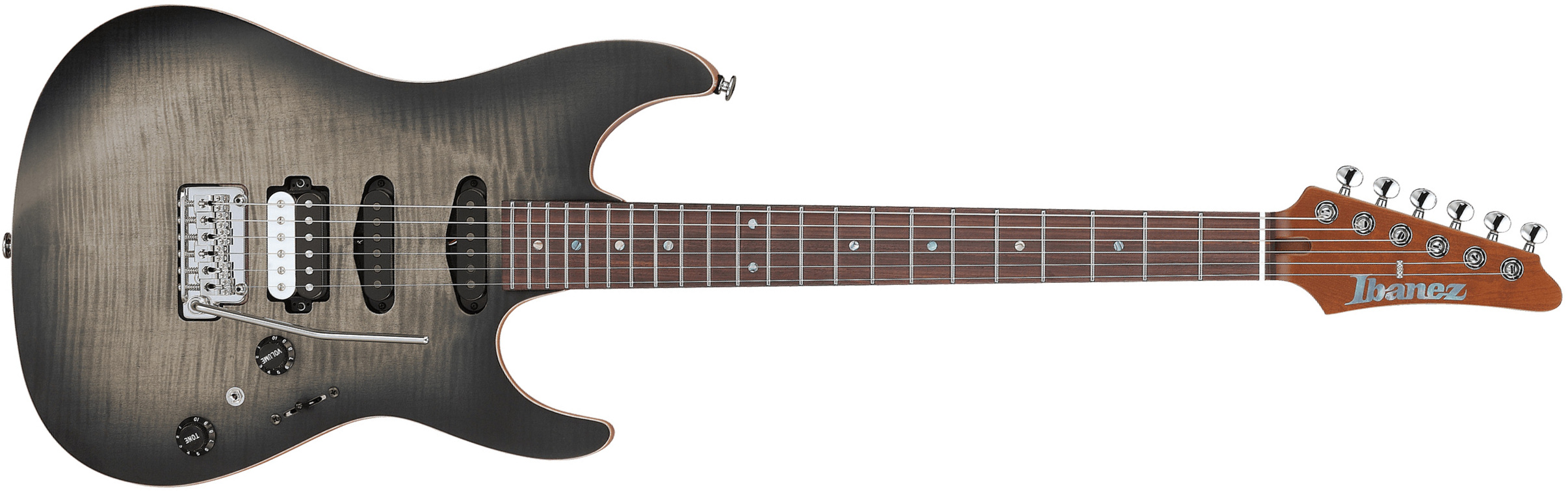 Ibanez Tom Quayle Tqm2 Jap Signature Hss Trem Rw - Charcol Black Burst Flat - Signature-E-Gitarre - Main picture
