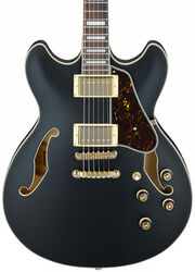 Semi-hollow e-gitarre Ibanez AS73G BKF Artcore - Black flat