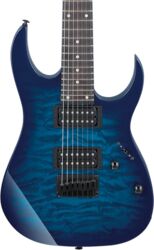 E-gitarre in str-form Ibanez GIO GRG7221QA TBB 7-String - transparent blue burst