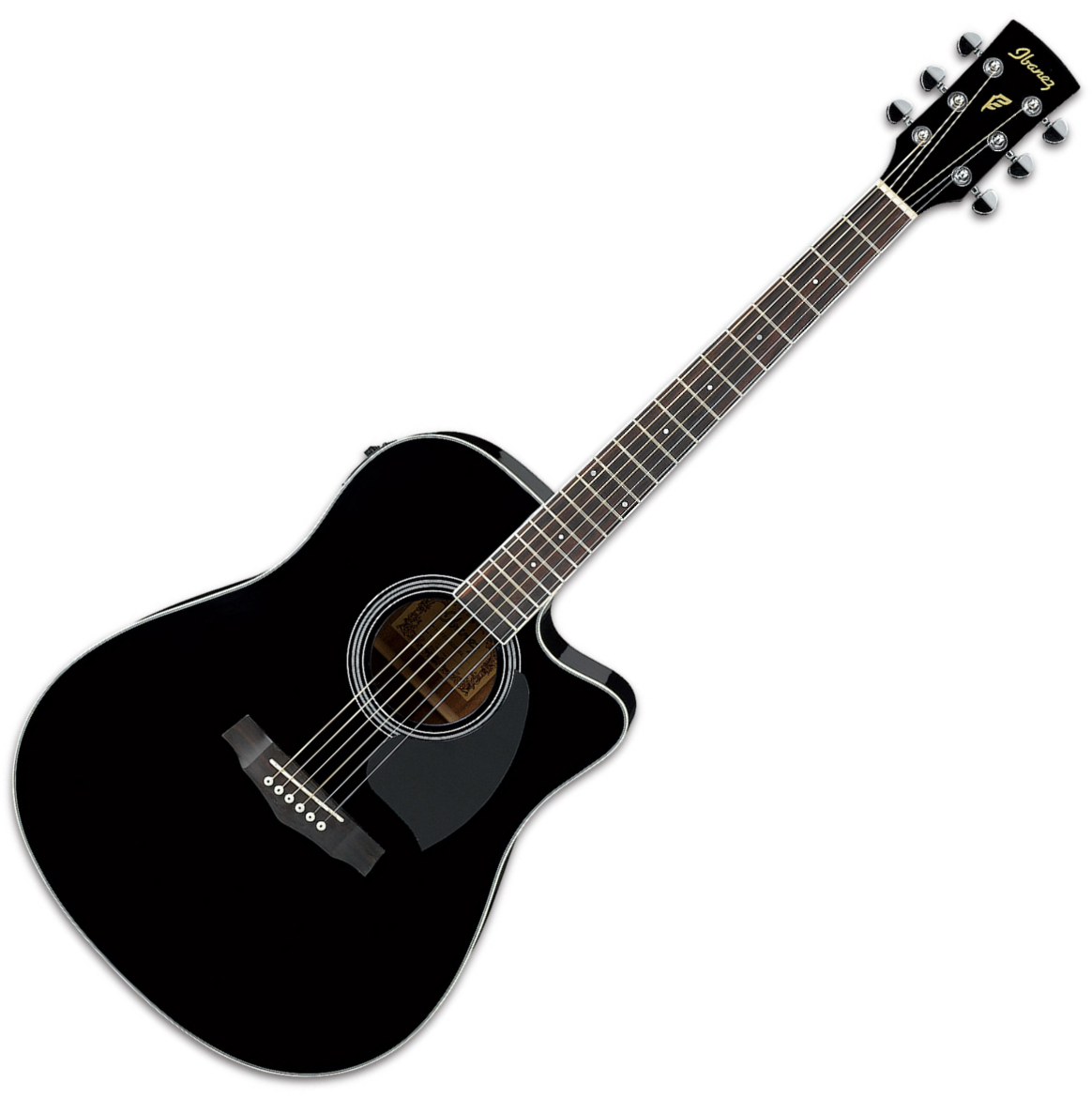 Ibanez Pf15ece Bk Dreadnought Cw Epicea Acajou Lau - Black - Elektroakustische Gitarre - Variation 3