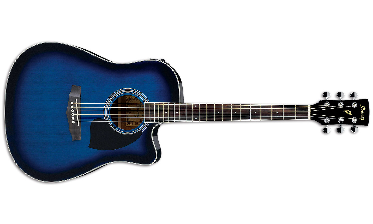 Ibanez Pf15ece Tbs Dreadnought Cw Epicea Acajou Lau - Trans Blue Sunburst - Elektroakustische Gitarre - Variation 1