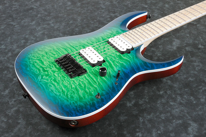 Ibanez Rgaix6mqm Srb Iron Label  Hh Ht Mn - Surreal Blue Burst - E-Gitarre in Str-Form - Variation 1