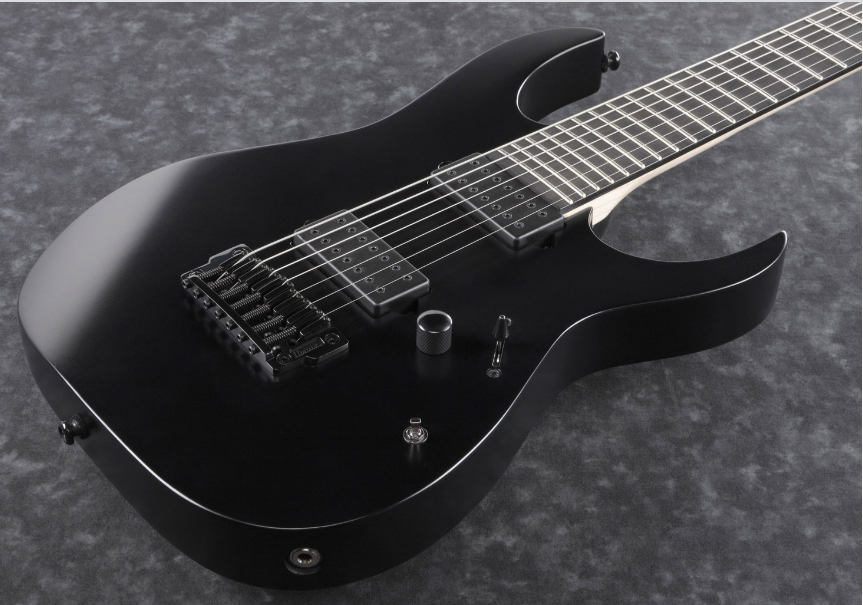 Ibanez Rgixl7 Bkf Iron Label Hh Dimarzio Ht Eb - Black Flat - 7-saitige E-Gitarre - Variation 1