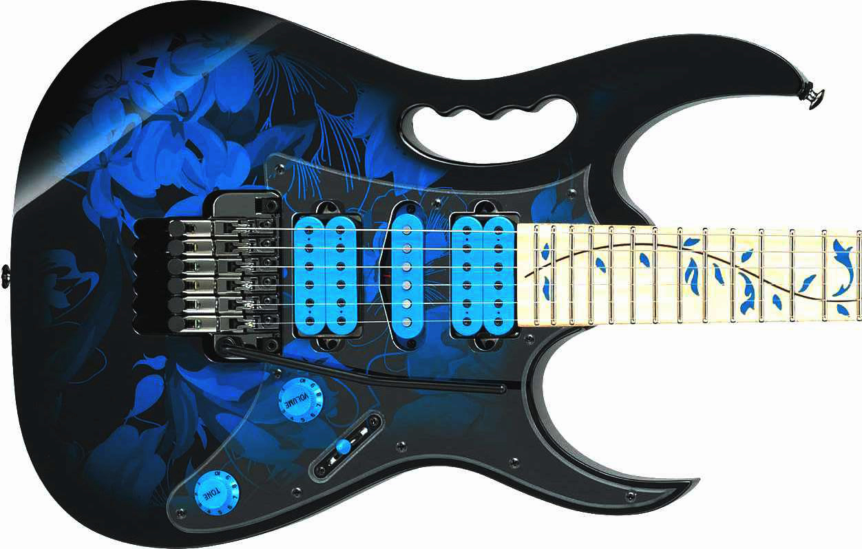 Ibanez Steve Vai Jem77p Bfp Premium Hsh Fr Mn - Blue Floral Pattern - E-Gitarre in Str-Form - Variation 2