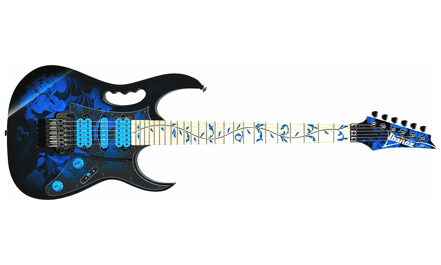 Ibanez Steve Vai Jem77p Bfp Premium Hsh Fr Mn - Blue Floral Pattern - E-Gitarre in Str-Form - Variation 1