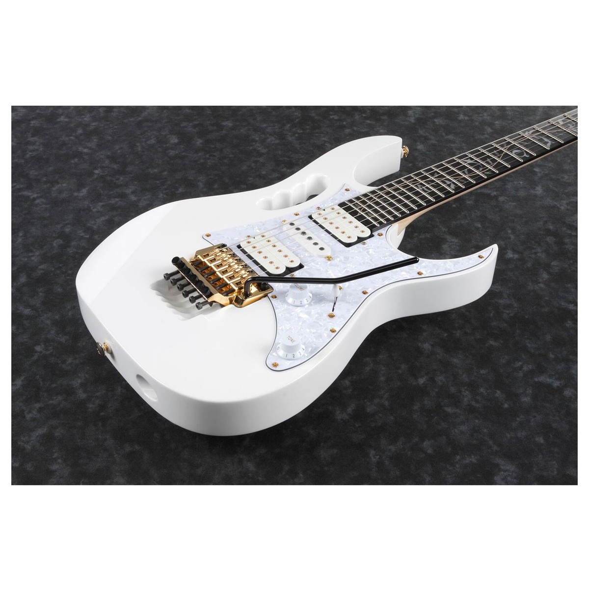 Ibanez Steve Vai Jem7vp Wh Premium Signature Hsh Fr Eb - White - Double Cut E-Gitarre - Variation 3