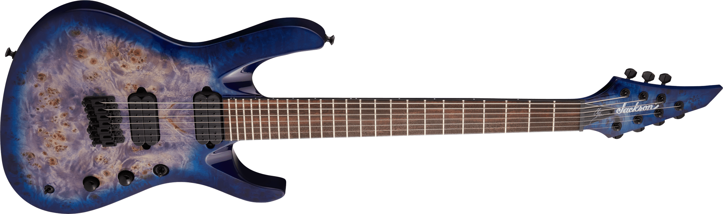 Jackson Chris Broderick Soloist 7 Pro 2h Dimarzio Ht Lau - Trans Blue Poplar - 7-saitige E-Gitarre - Variation 2