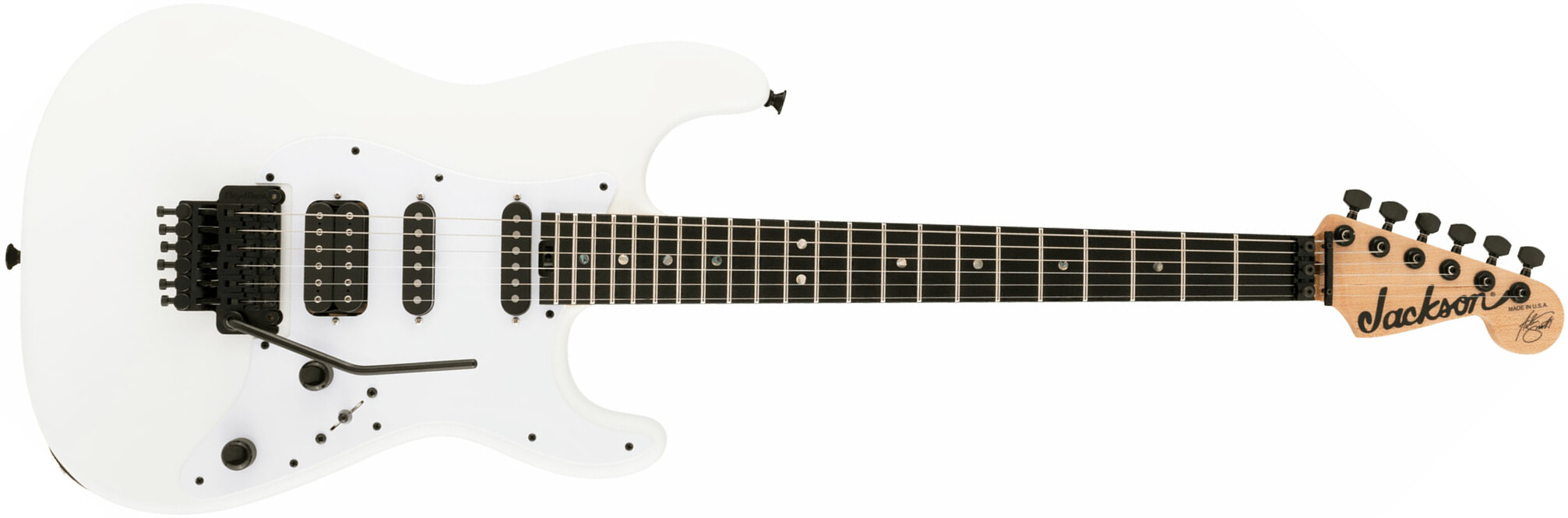 Jackson Adrian Smith San Dimas Usa Signature Hss Dimarzio Fr Ebo - Snow White - E-Gitarre in Str-Form - Main picture