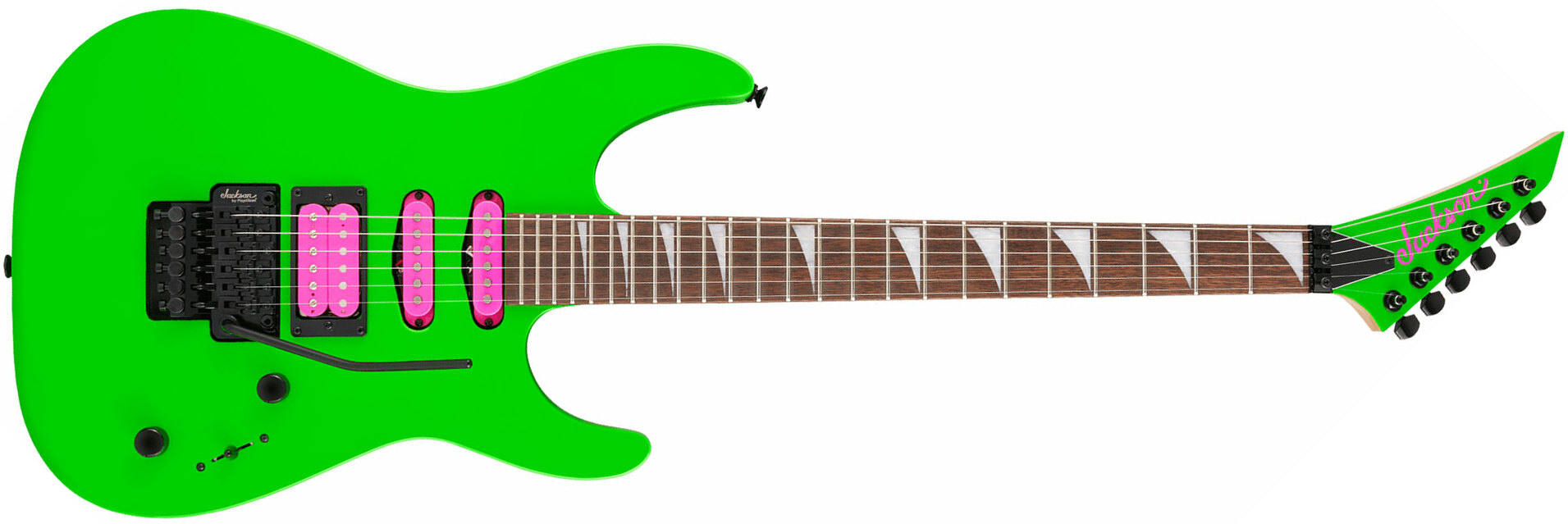 Jackson Dinky Dk3xr Hss Fr Lau - Neon Green - E-Gitarre in Str-Form - Main picture