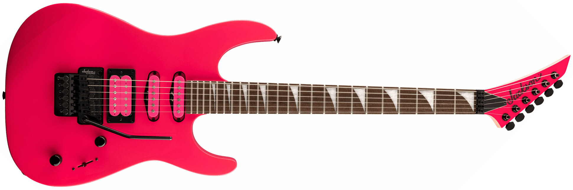 Jackson Dinky Dk3xr Hss Fr Lau - Neon Pink - E-Gitarre in Str-Form - Main picture