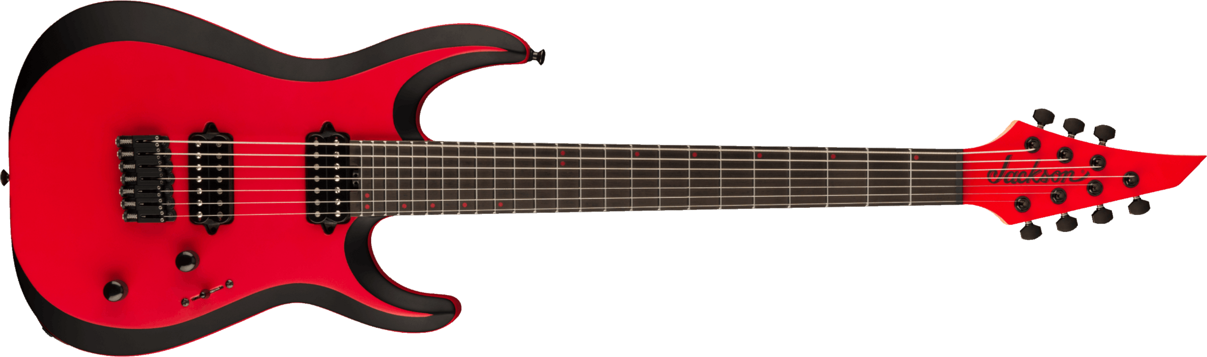 Jackson Dinky Mdk Ht7 Pro Plus 2h Bare Knuckle Eb - Satin Red W/black Bevels - 7-saitige E-Gitarre - Main picture