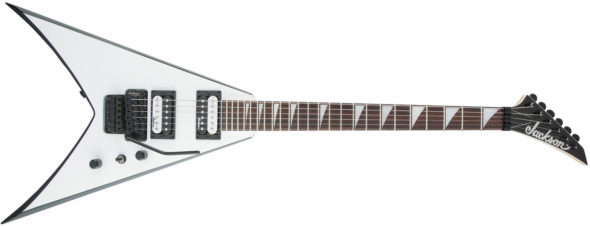 Jackson King V Js32 2h Fr Ama - White Black Bevels - E-Gitarre aus Metall - Main picture