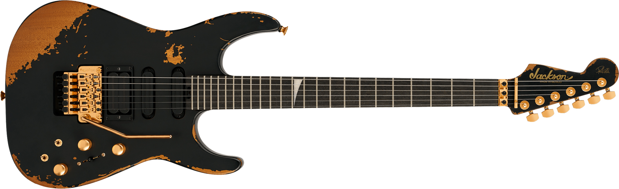Jackson Phil Collen Pc1e Pro Mex Signature Hsh Fr Eb - Worn Black - Signature-E-Gitarre - Main picture