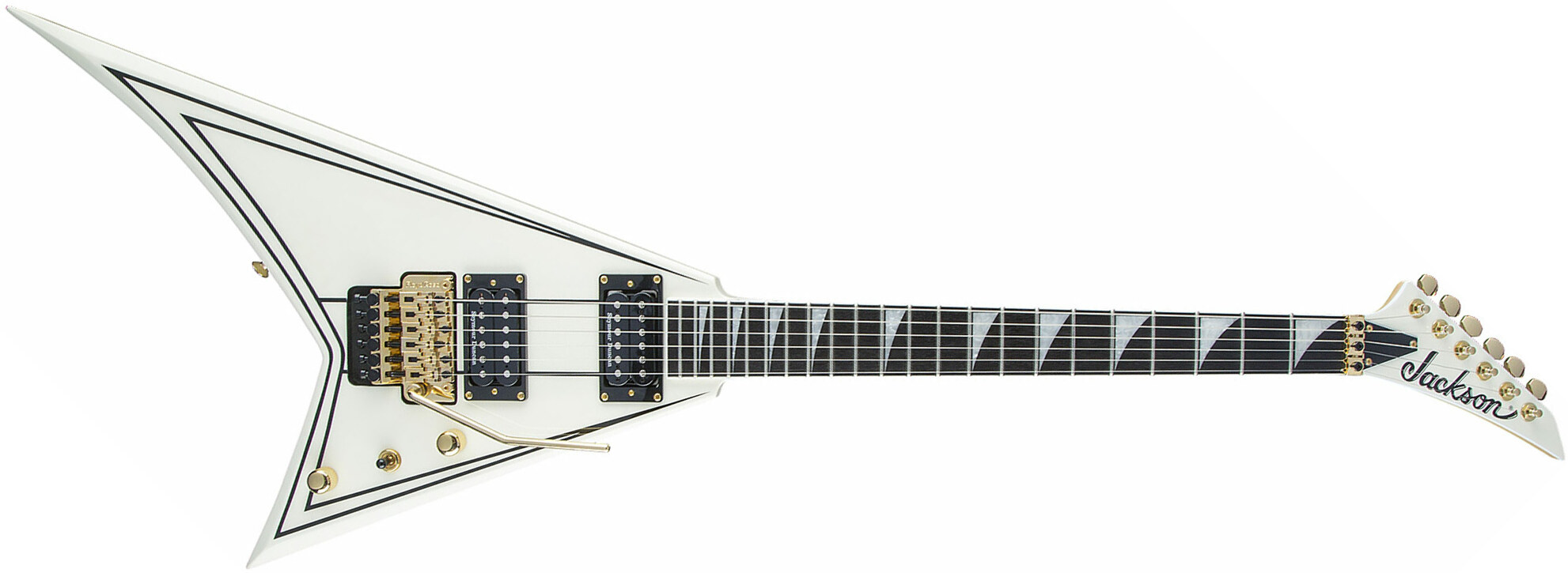 Jackson Rhoads Rr3 Pro 2h Seymour Duncan Fr Eb - Ivory With Black Pinstripes - E-Gitarre aus Metall - Main picture