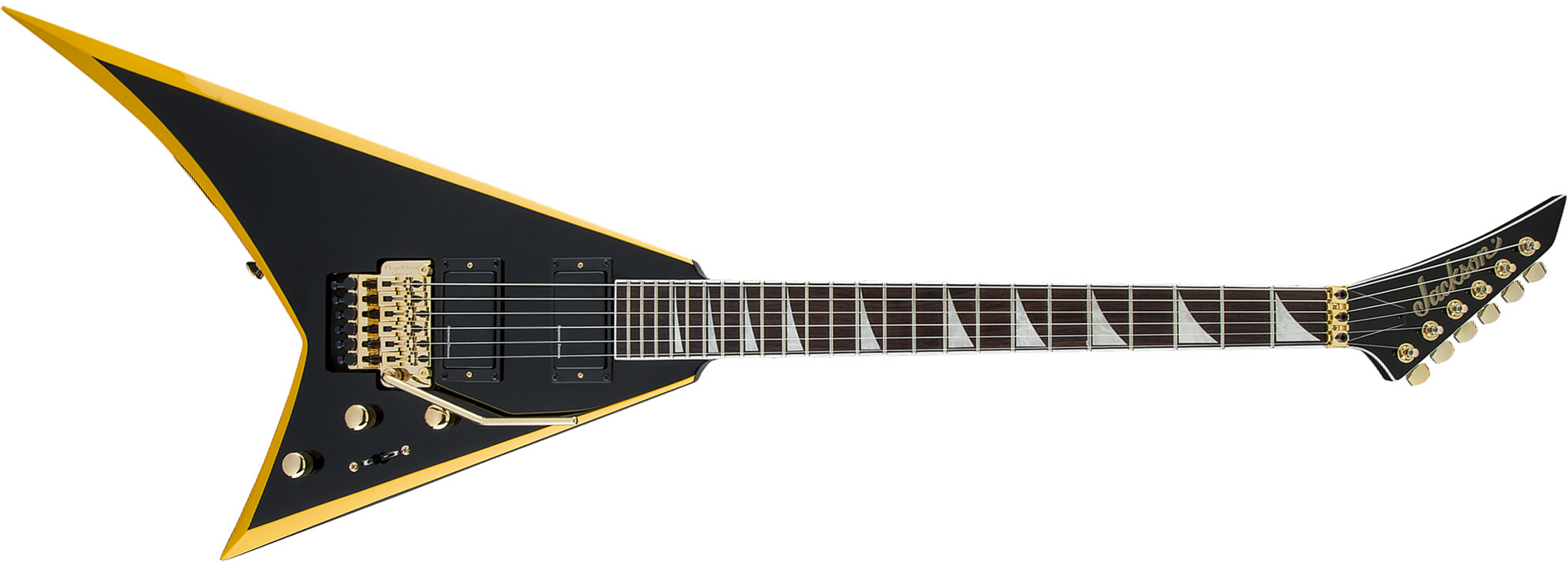 Jackson Rhoads Rrx24 2h Seymour Duncan Fr Lau - Black With Yellow Bevels - E-Gitarre aus Metall - Main picture