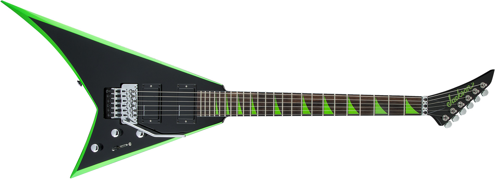 Jackson Rhoads Rrx24 Hh S.duncan Floyd Rose Rw - Black With Neon Green Bevels - E-Gitarre aus Metall - Main picture