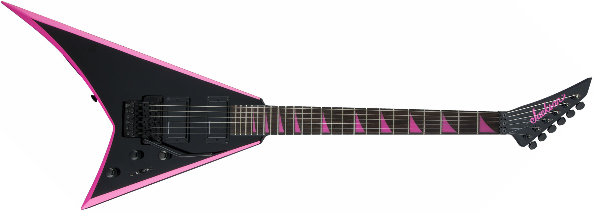 Jackson Rhoads Rrx24 Hh Seymour Duncan Fr Rw - Black With Pink Bevels - E-Gitarre aus Metall - Main picture