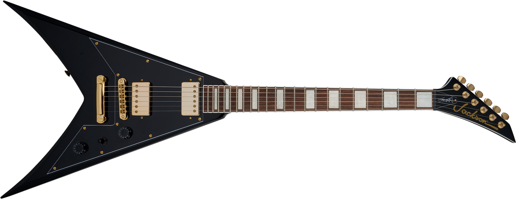 Jackson Scott Ian King V Kvxt X-series Signature 2h Ht Lau - Gloss Black - Signature-E-Gitarre - Main picture