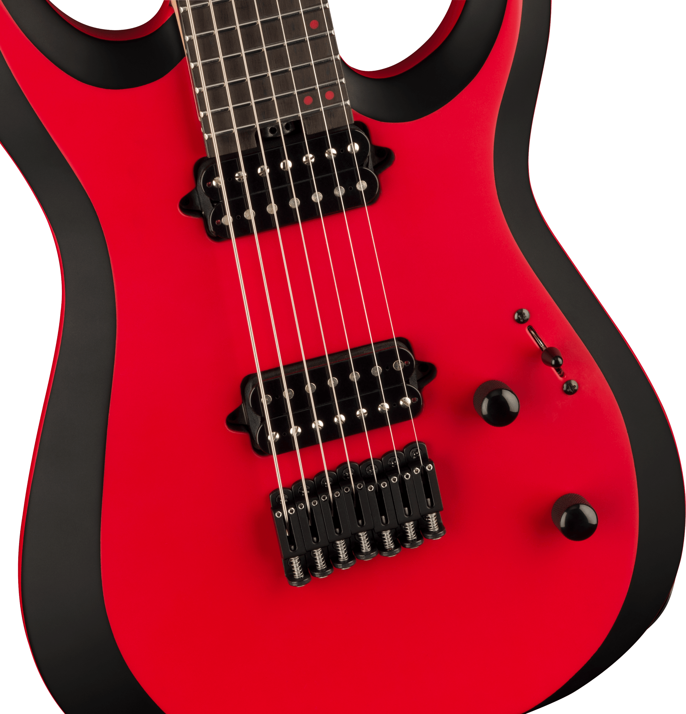 Jackson Dinky Mdk Ht7 Pro Plus 2h Bare Knuckle Eb - Satin Red W/black Bevels - 7-saitige E-Gitarre - Variation 2