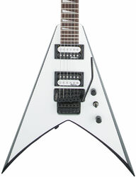 E-gitarre aus metall Jackson King V JS32 - White black bevels